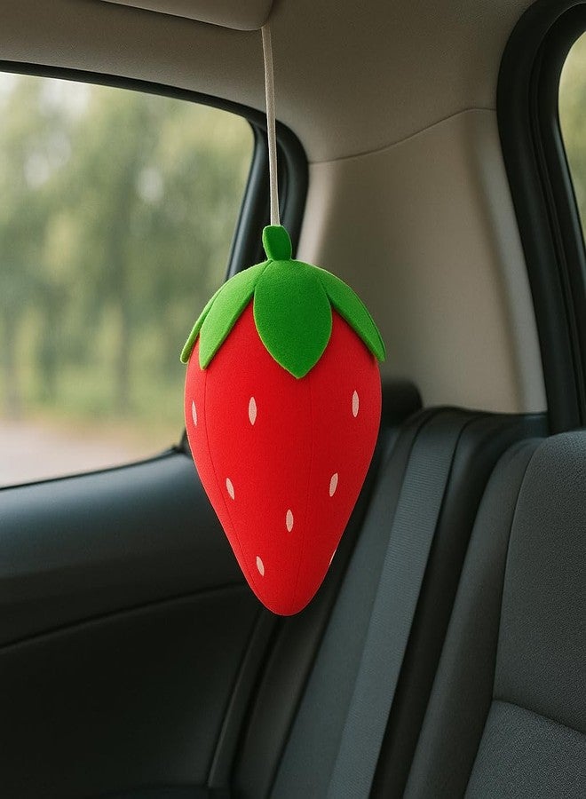 DTR Creation Plush Strawberry Soft Toy - 25 cm Cute Hanging Car & Home Decoration | Soft & Huggable Cushion Pillow for Kids & Adults | Fruit Shape Stuffed Toy for Play, Gift & Comfort - Image 4